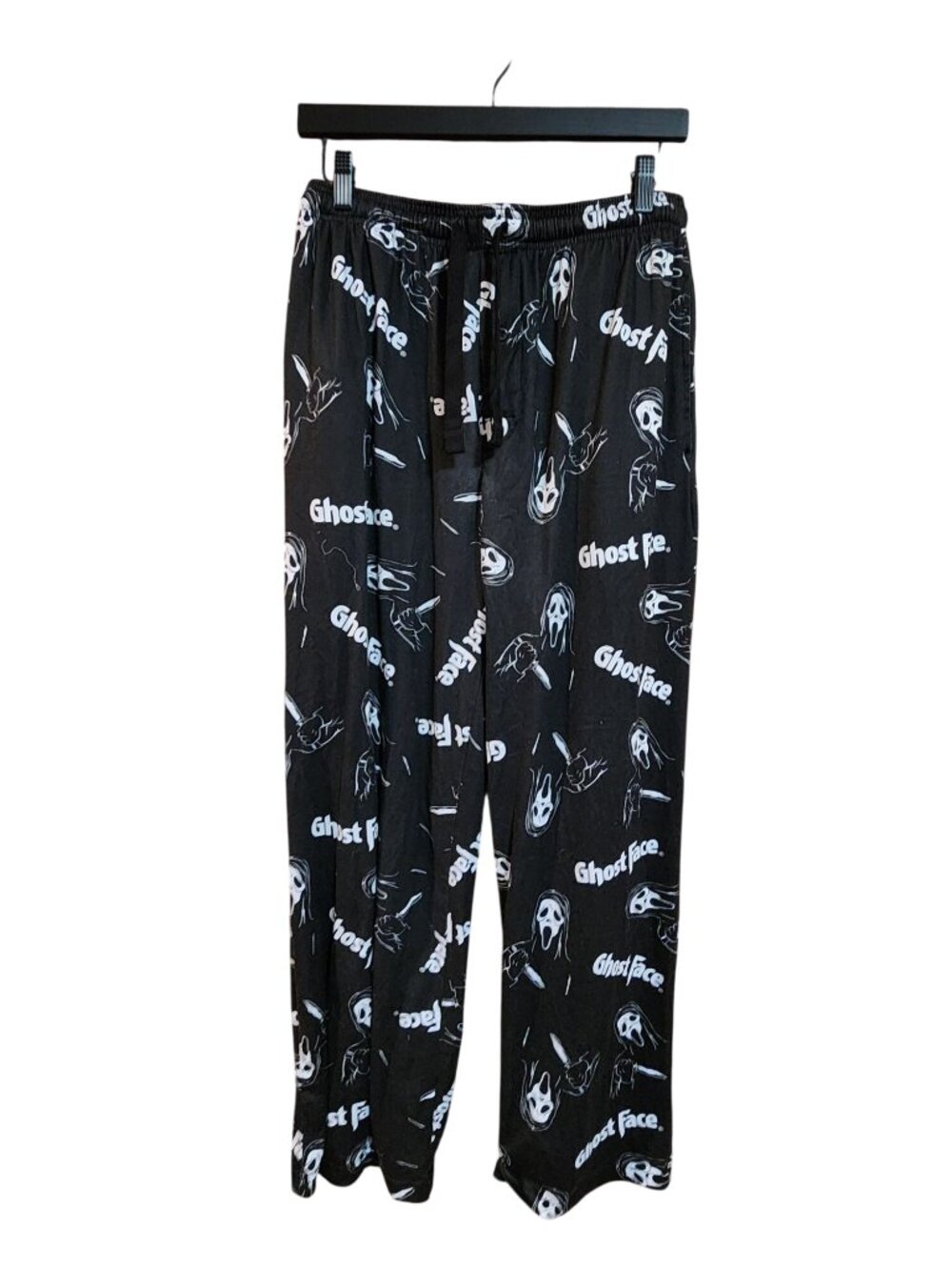 Ghost Face Sleep Pants Black & White Ghost Print Mens S
